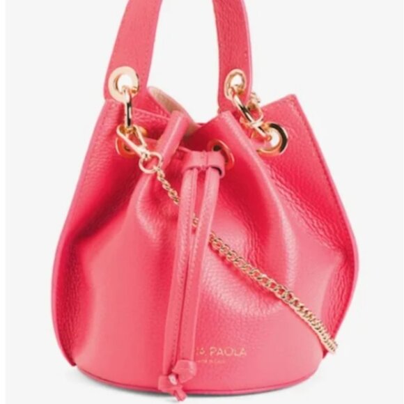 NWOT Anna Paolo Italian Leather Pink Bucket Bag